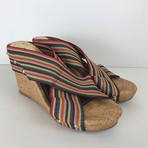 Madden Girl Nautic Wedge Sandals Stretch Cork Heel